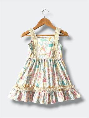 🦄 3/$36 Clover Cottage Dress Girls 2T Chicken Bunny Floral Crochet Ruffle